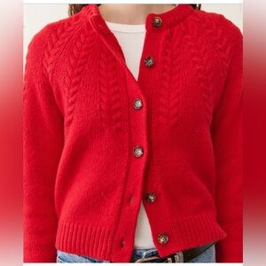 Marine Layer “Everly” Women's Bright Red Cable Knit Sweater